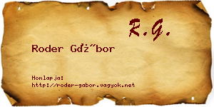 Roder Gábor névjegykártya